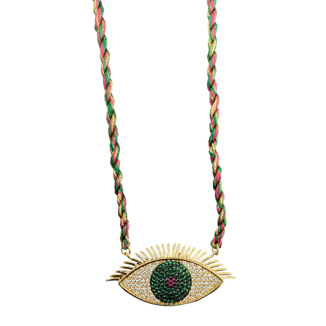 Collier Eyes Strass Cordon