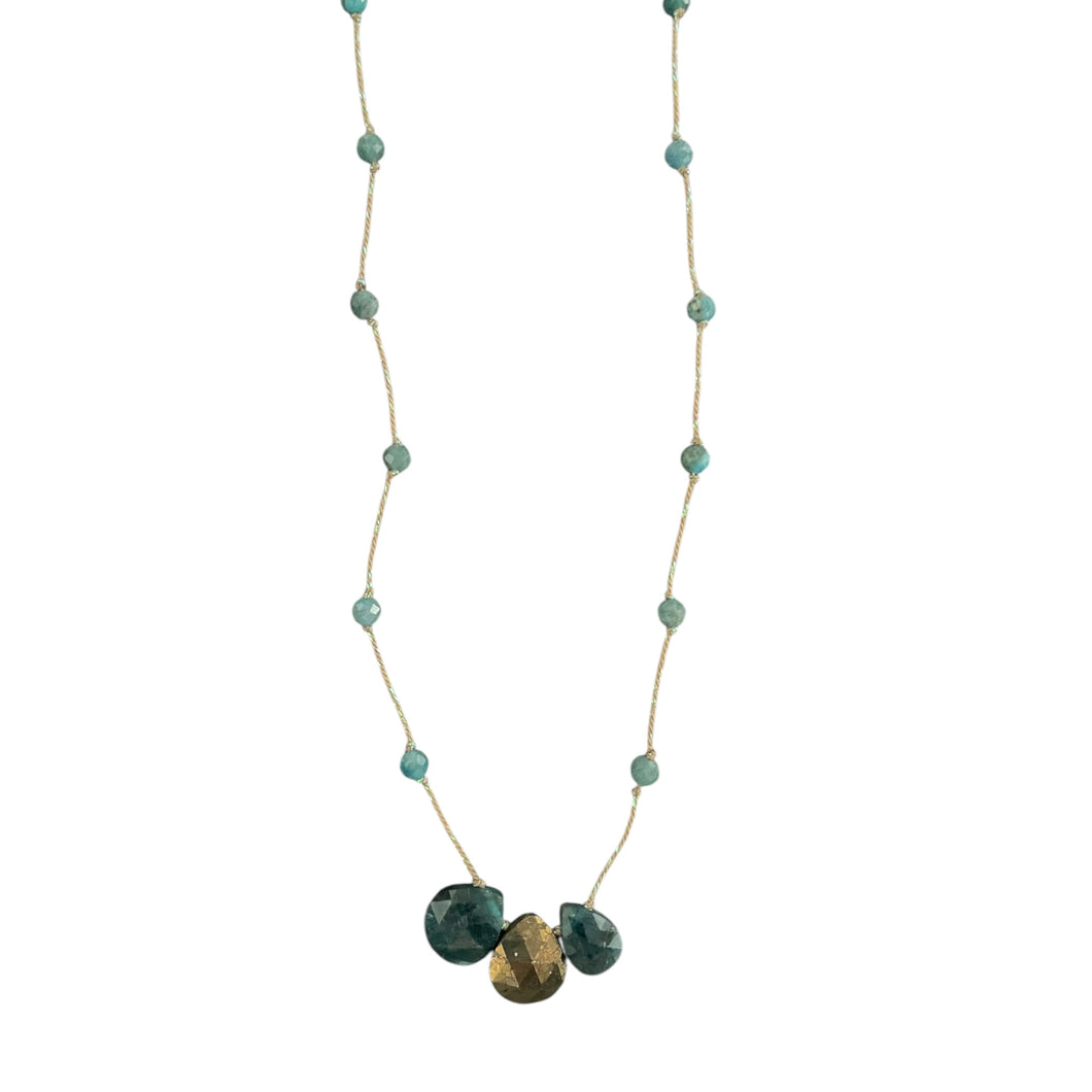 Collier 3 Pearls Blue