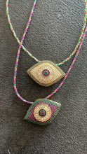 Load image into Gallery viewer, Collier Eyes Strass Cordon Green
