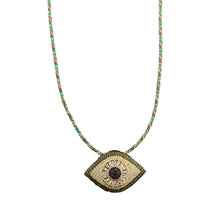 Load image into Gallery viewer, Collier Eyes Strass Cordon Green
