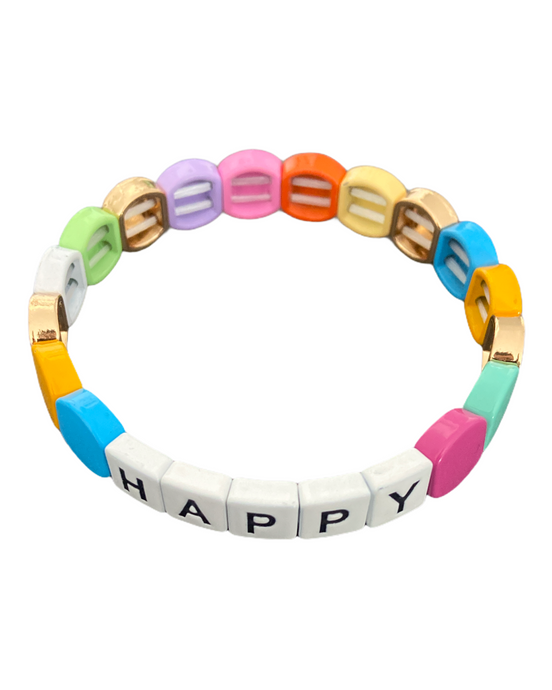 Bracelet Happy matière : perles plastique    couleur : multico  Bracelet élastique